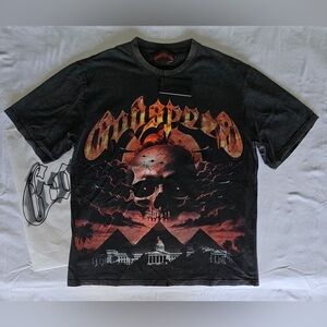 Black Graphic Godspeed Skull Print Men’s T-Shirt